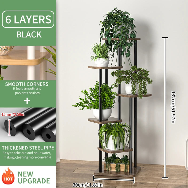 Multi-Tier Wooden Plant Shelf