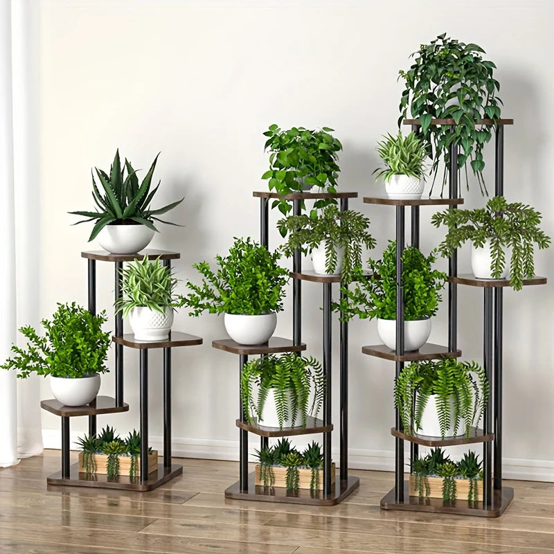 Multi-Tier Wooden Plant Shelf