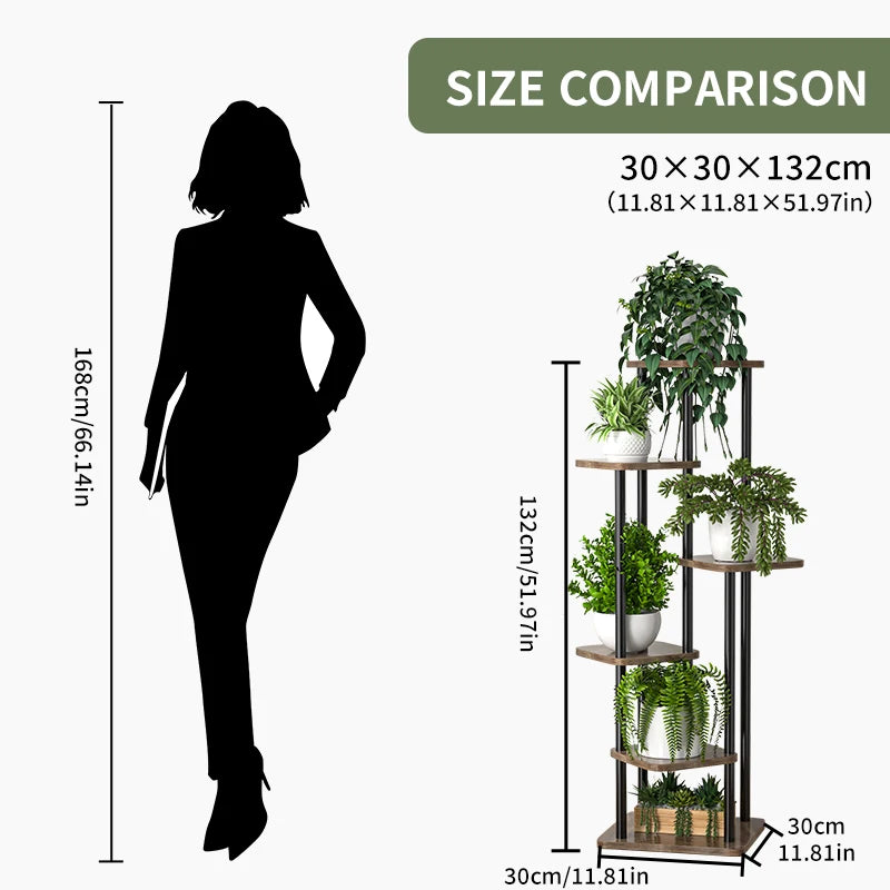 Multi-Tier Wooden Plant Shelf