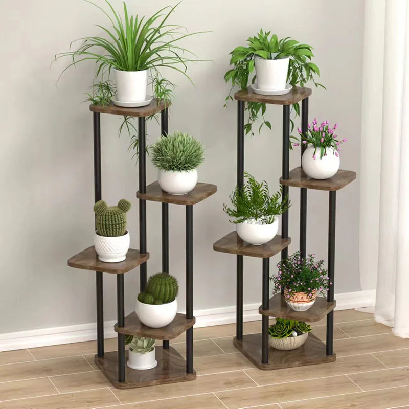Multi-Tier Wooden Plant Shelf