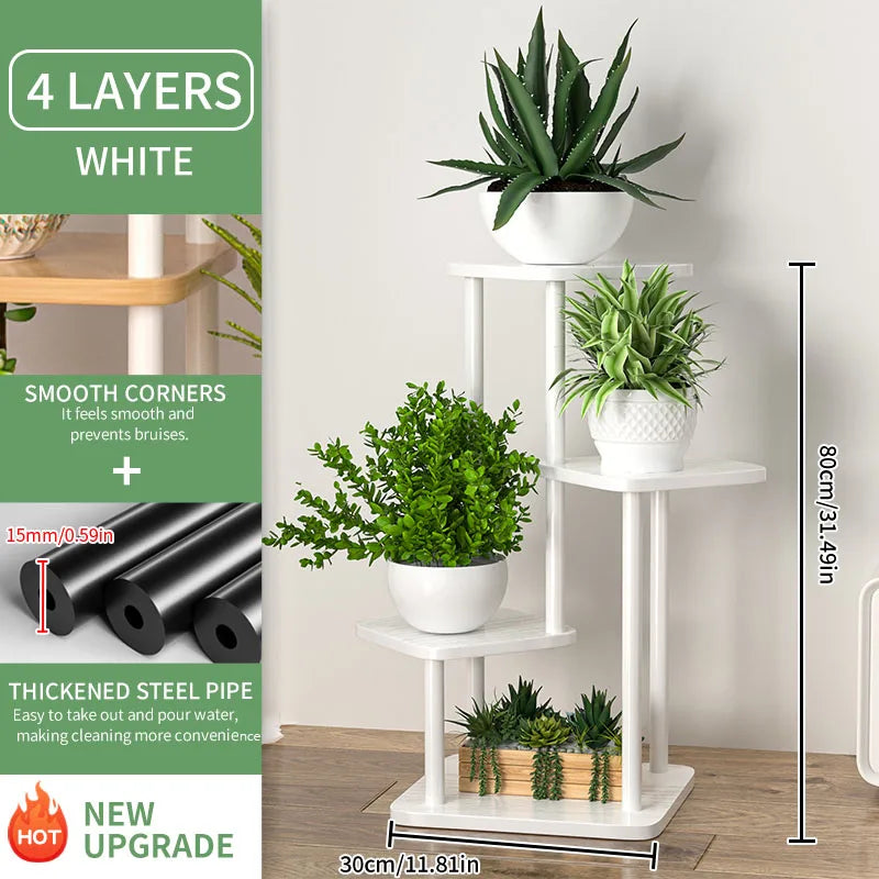 Multi-Tier Wooden Plant Shelf