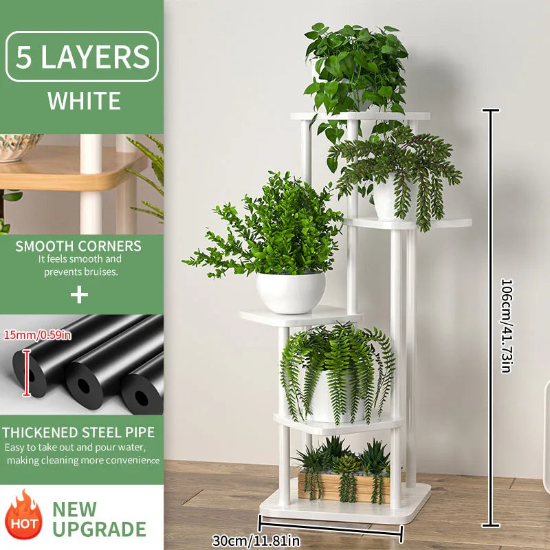 Multi-Tier Wooden Plant Shelf