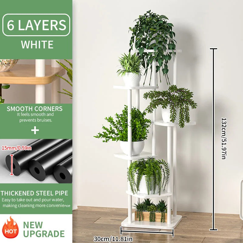Multi-Tier Wooden Plant Shelf